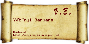 Ványi Barbara névjegykártya