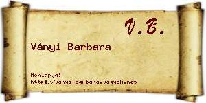 Ványi Barbara névjegykártya